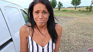 Lesbian sluts play with a big rubber dildo